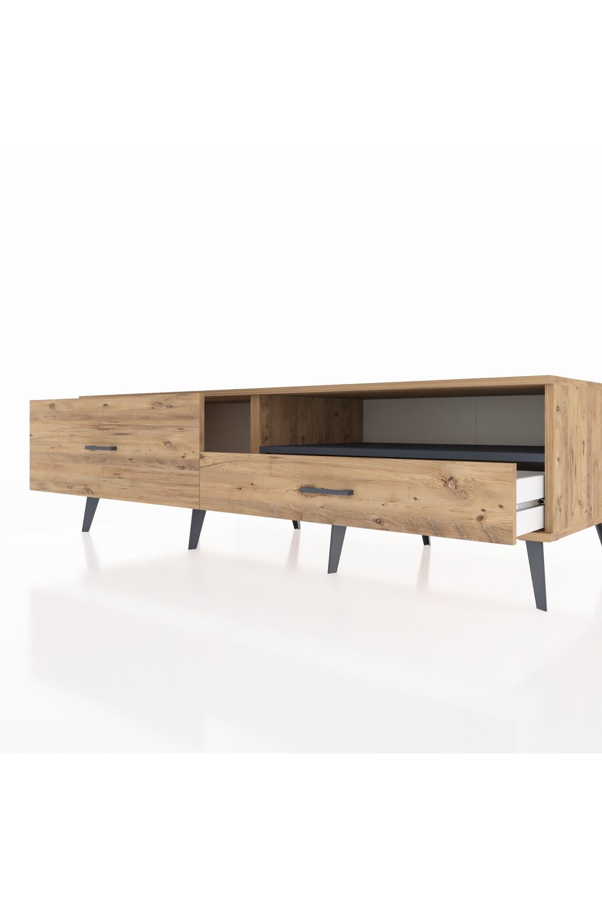 Kronos TV Ünitesi Tek Raflı 2 Çekmeceli  176x59x51 Çam-Antrasit/Çam