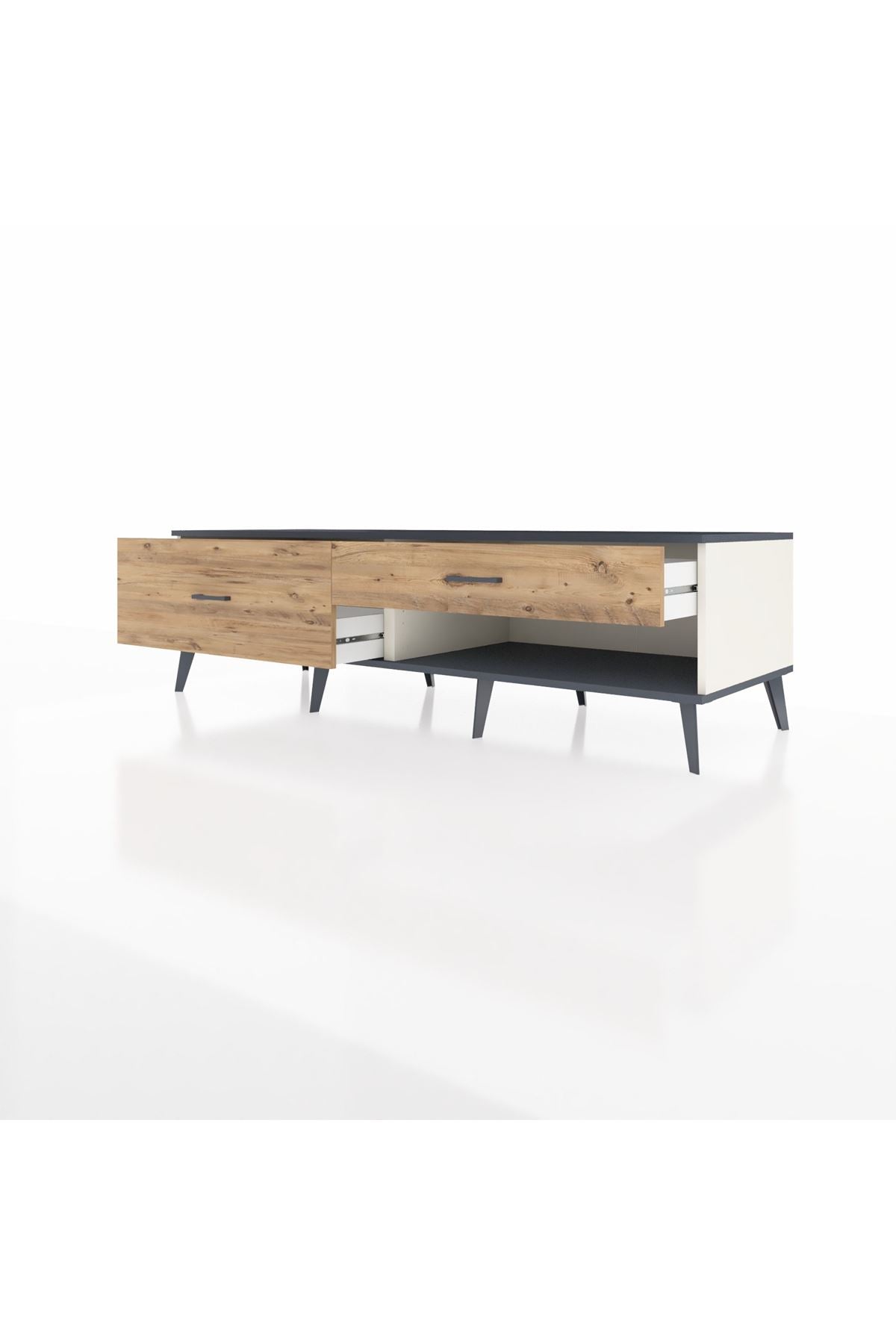 Kronos TV Ünitesi 2 Çekmeceli  176x59x51 Aytaşı-Antrasit/Çam