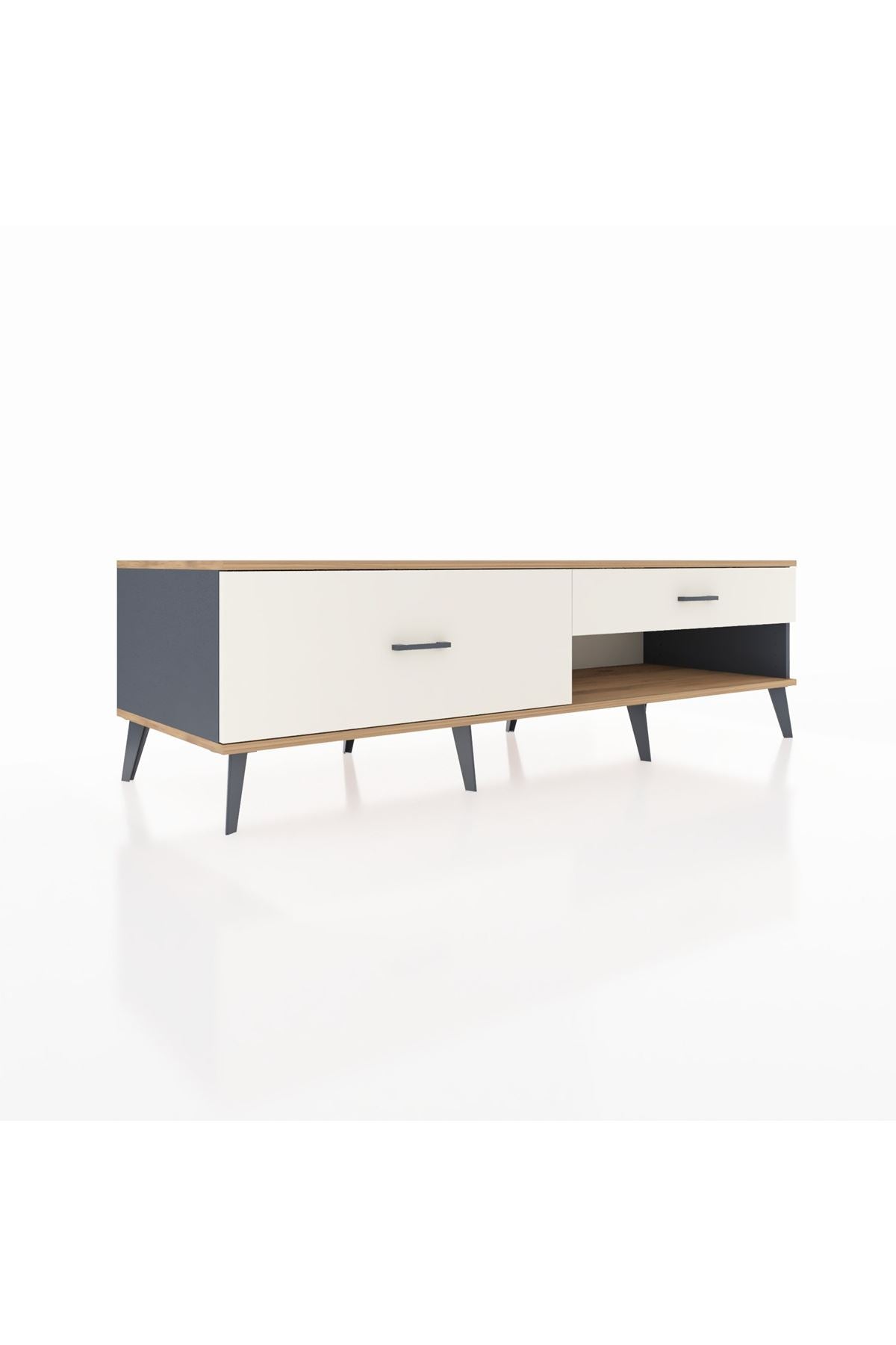 Kronos TV Ünitesi 2 Çekmeceli  176x59x51 Antrasit-Çam/Aytaşı