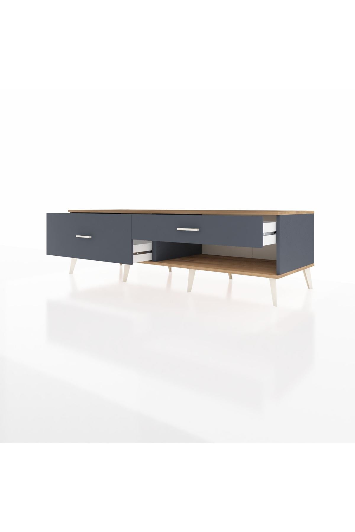 Kronos TV Ünitesi 2 Çekmeceli  176x59x51 Antrasit-Çam/Antrasit