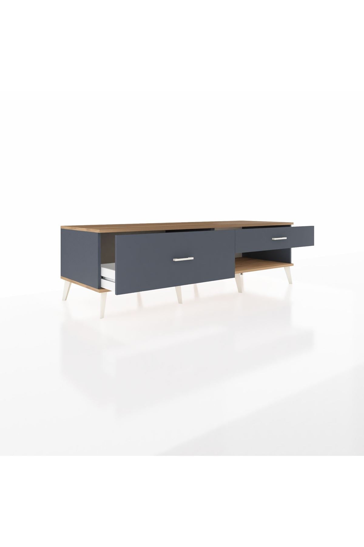 Kronos TV Ünitesi 2 Çekmeceli  176x59x51 Antrasit-Çam/Antrasit