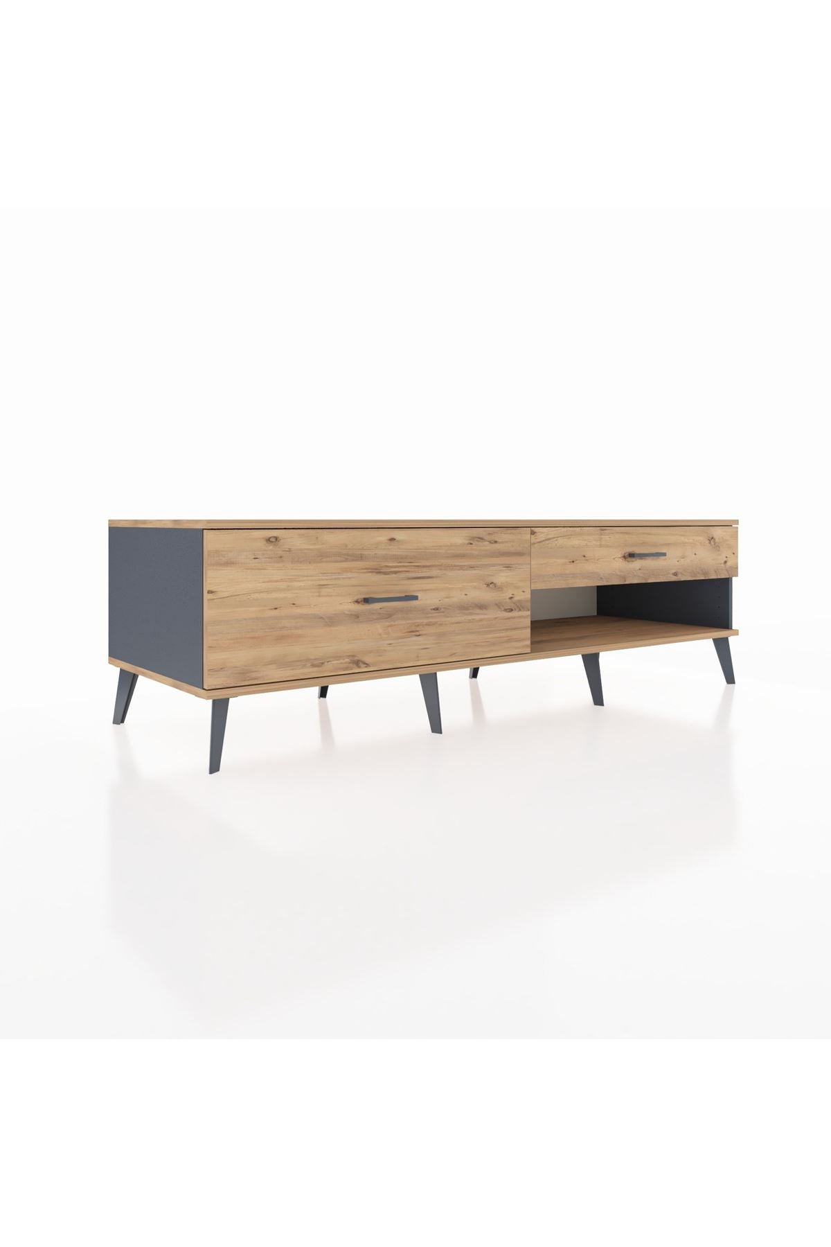 Kronos TV Ünitesi 2 Çekmeceli  176x59x51 Antrasit-Çam/Çam