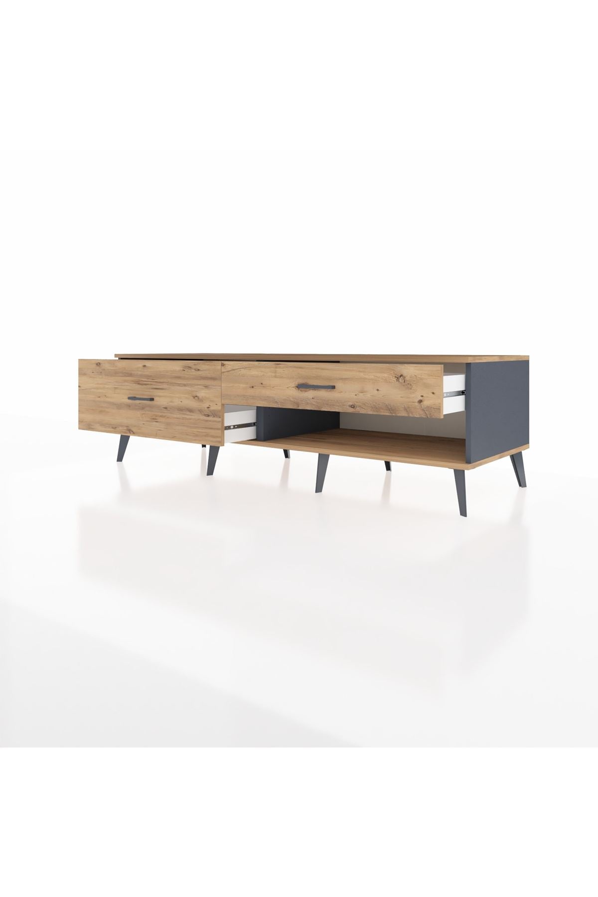 Kronos TV Ünitesi 2 Çekmeceli  176x59x51 Antrasit-Çam/Çam
