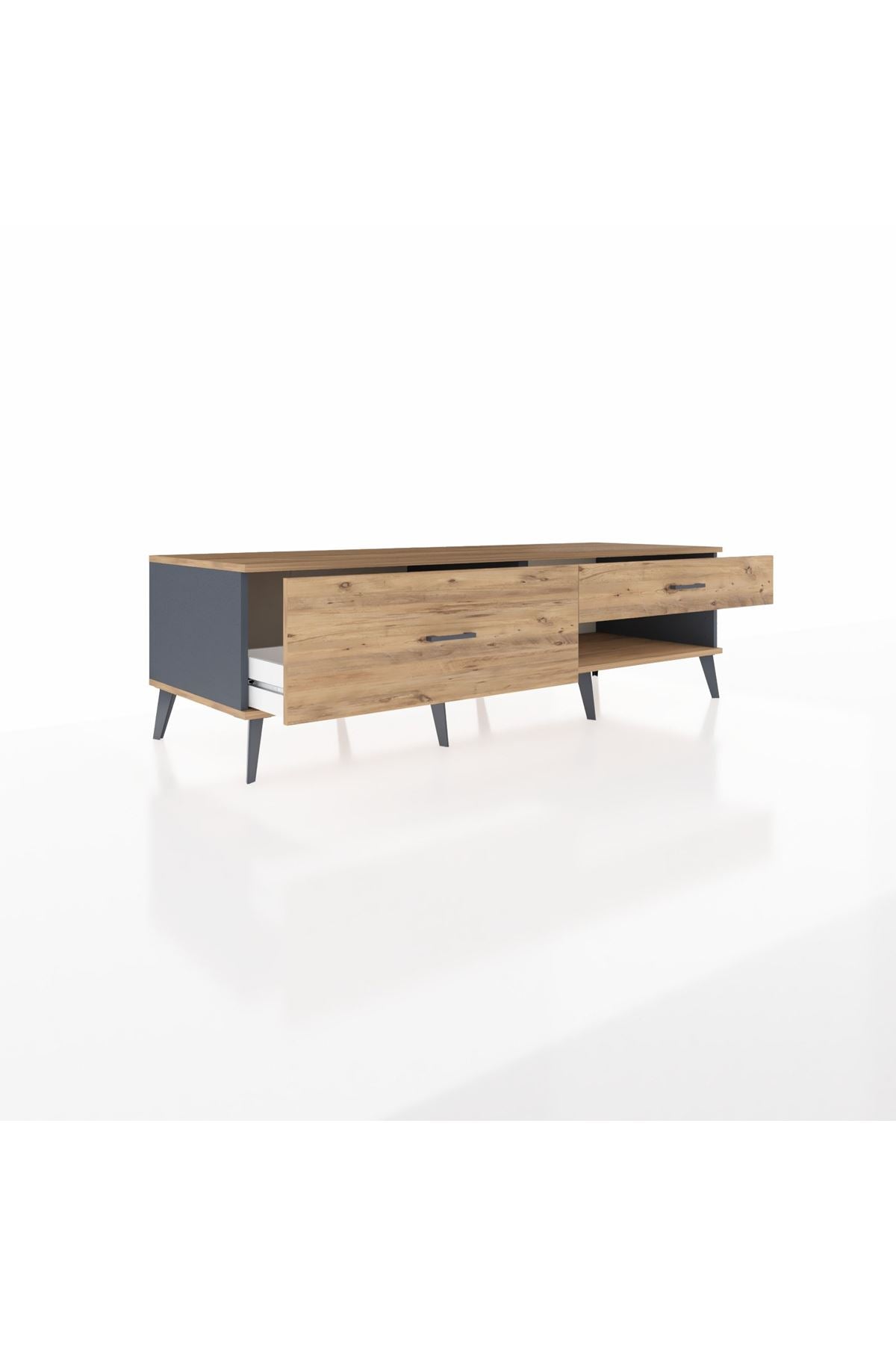 Kronos TV Ünitesi 2 Çekmeceli  176x59x51 Antrasit-Çam/Çam