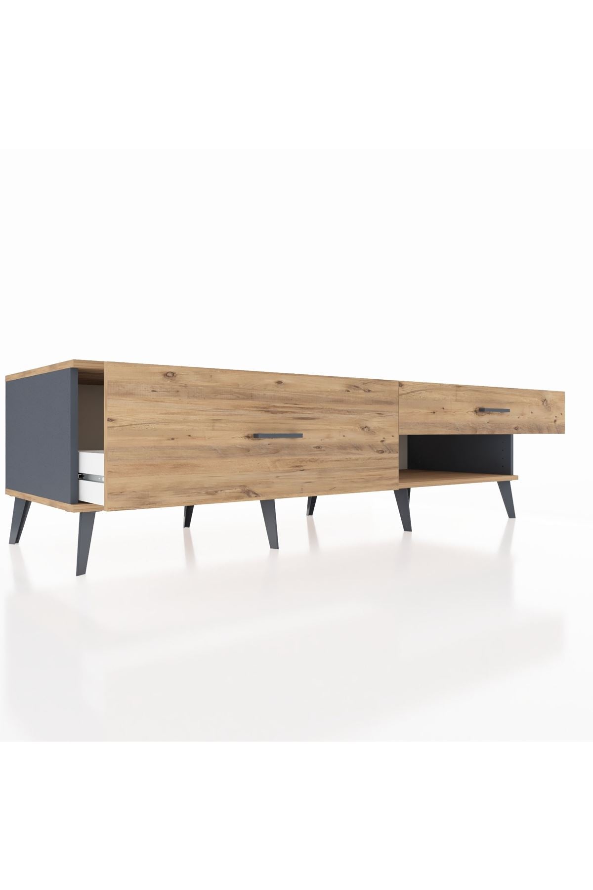 Kronos TV Ünitesi 2 Çekmeceli  176x59x51 Antrasit-Çam/Çam