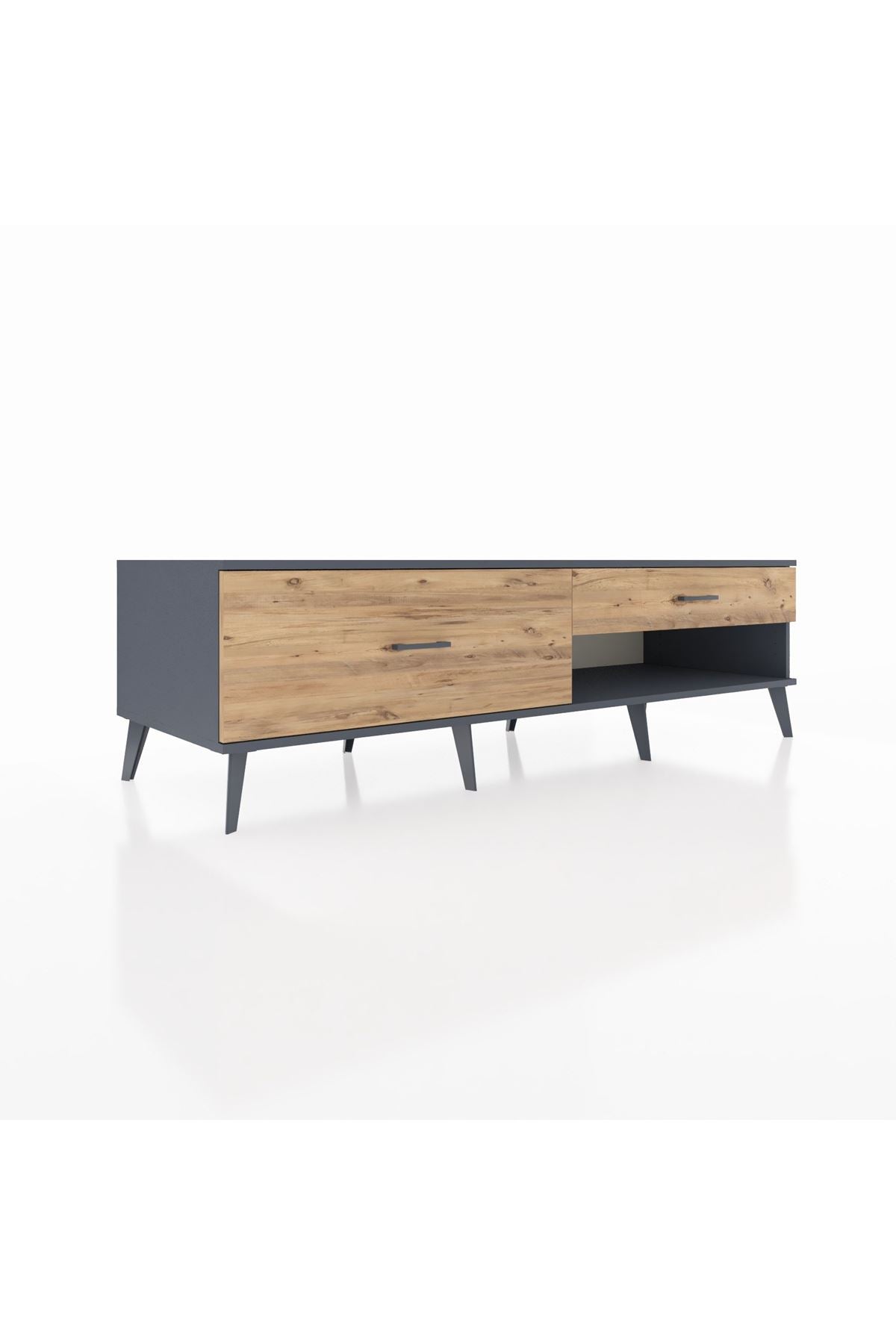 Kronos TV Ünitesi 2 Çekmeceli  176x59x51 Antrasit-Antrasit/Çam