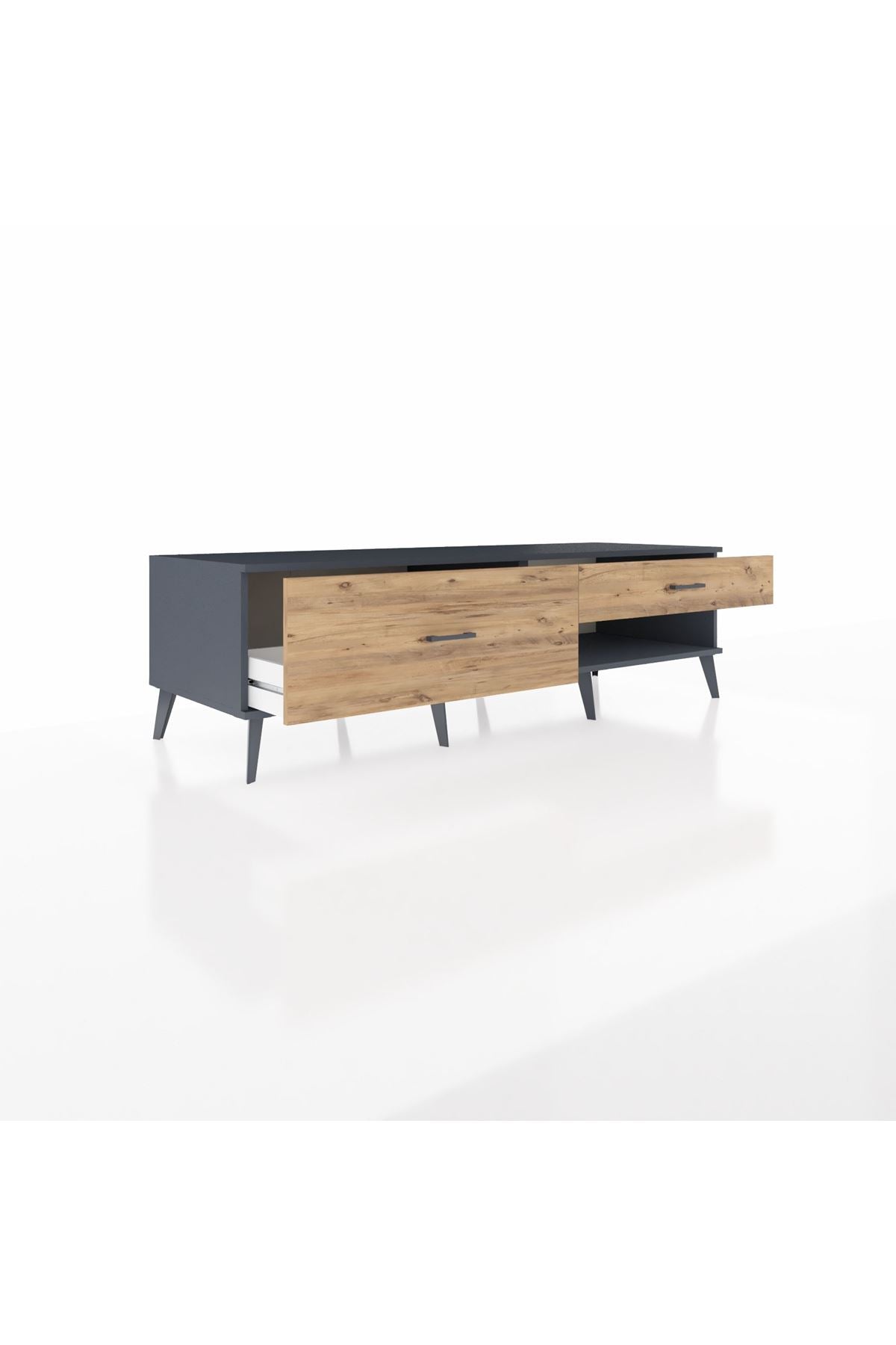 Kronos TV Ünitesi 2 Çekmeceli  176x59x51 Antrasit-Antrasit/Çam