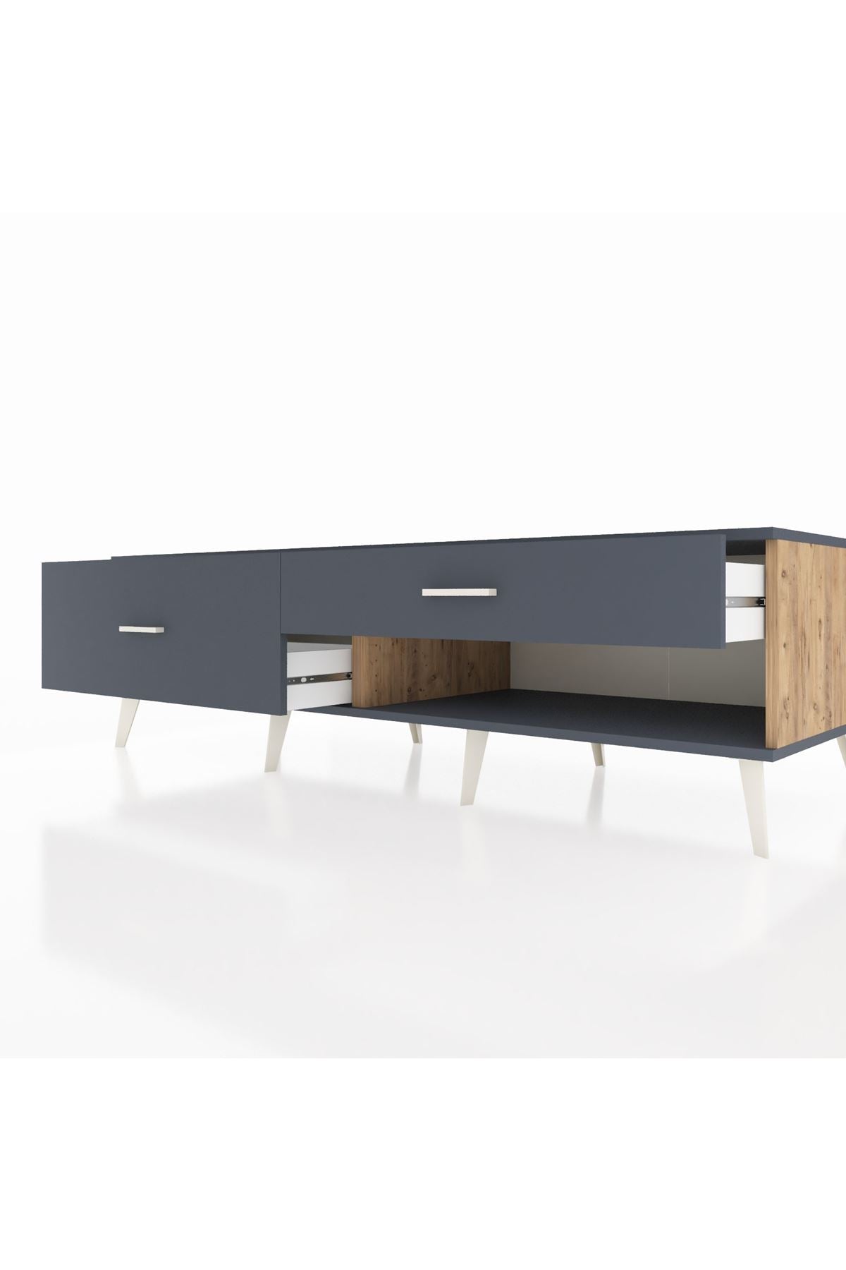 Kronos TV Ünitesi 2 Çekmeceli  176x59x51 Çam-Antrasit/Antrasit