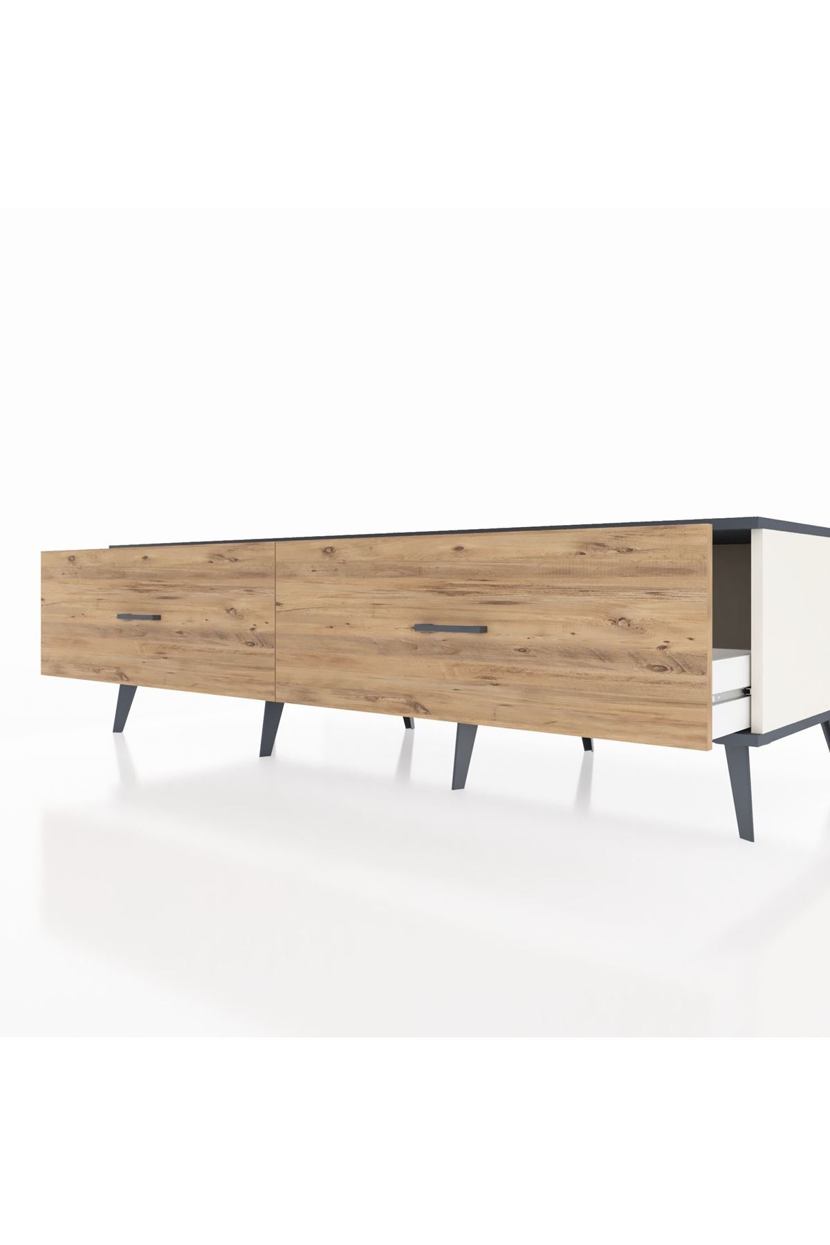 Kronos TV Ünitesi 2 Çekmeceli  176x59x51 Aytaşı-Antrasit/Çam