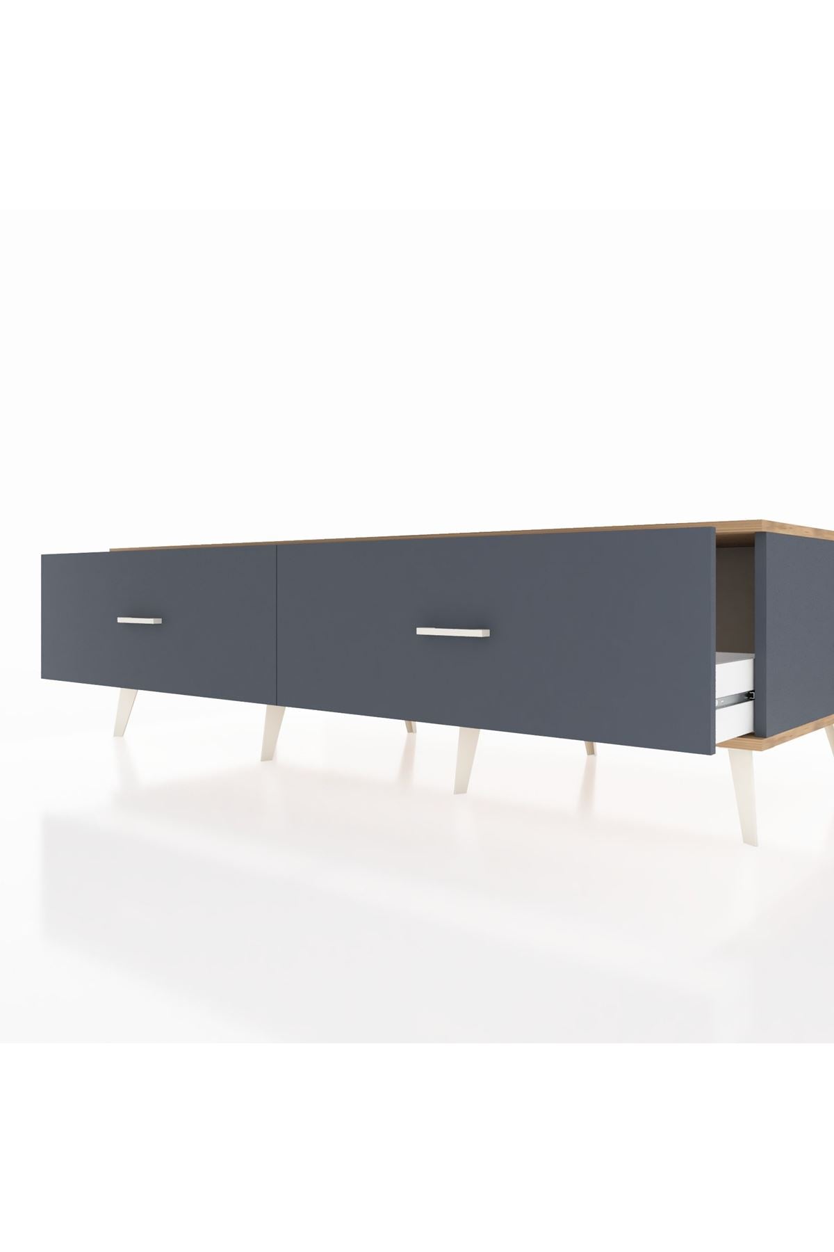 Kronos TV Ünitesi 2 Çekmeceli  176x59x51 Antrasit-Çam/Antrasit