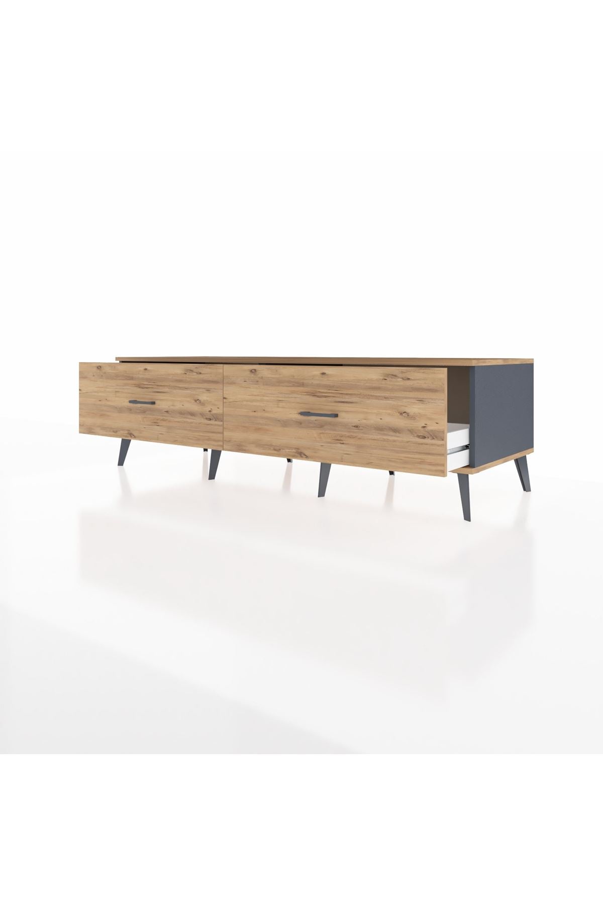 Kronos TV Ünitesi 2 Çekmeceli  176x59x51 Antrasit-Çam/Çam