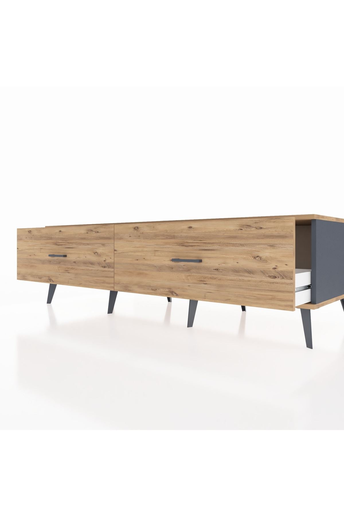 Kronos TV Ünitesi 2 Çekmeceli  176x59x51 Antrasit-Çam/Çam