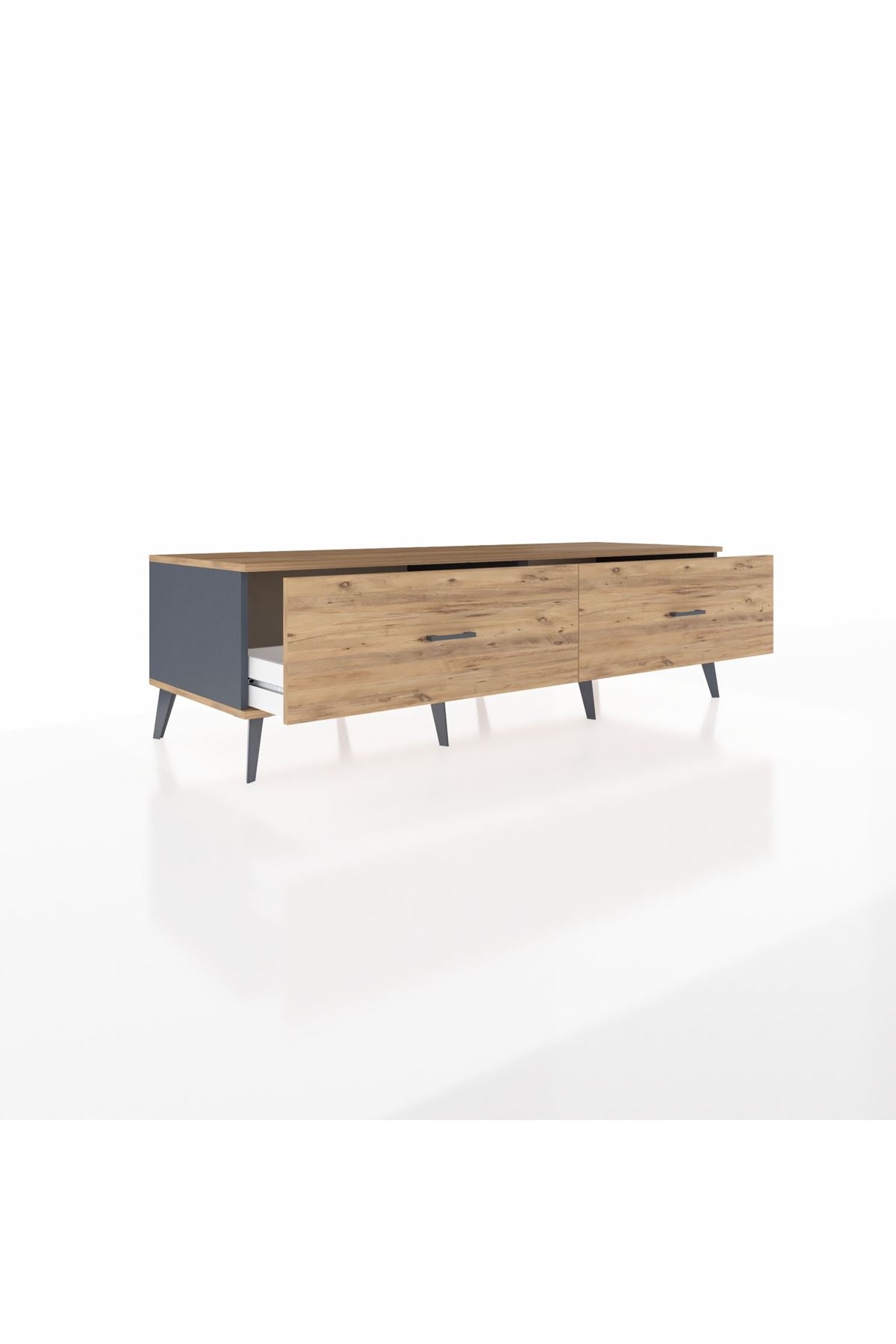 Kronos TV Ünitesi 2 Çekmeceli  176x59x51 Antrasit-Çam/Çam