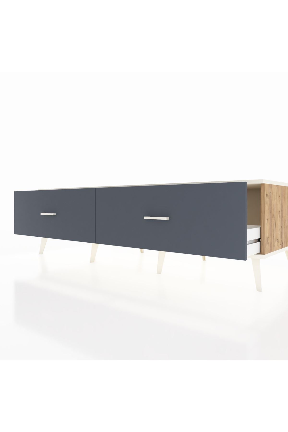 Kronos TV Ünitesi 2 Çekmeceli  176x59x51 Çam-Aytaşı/Antrasit