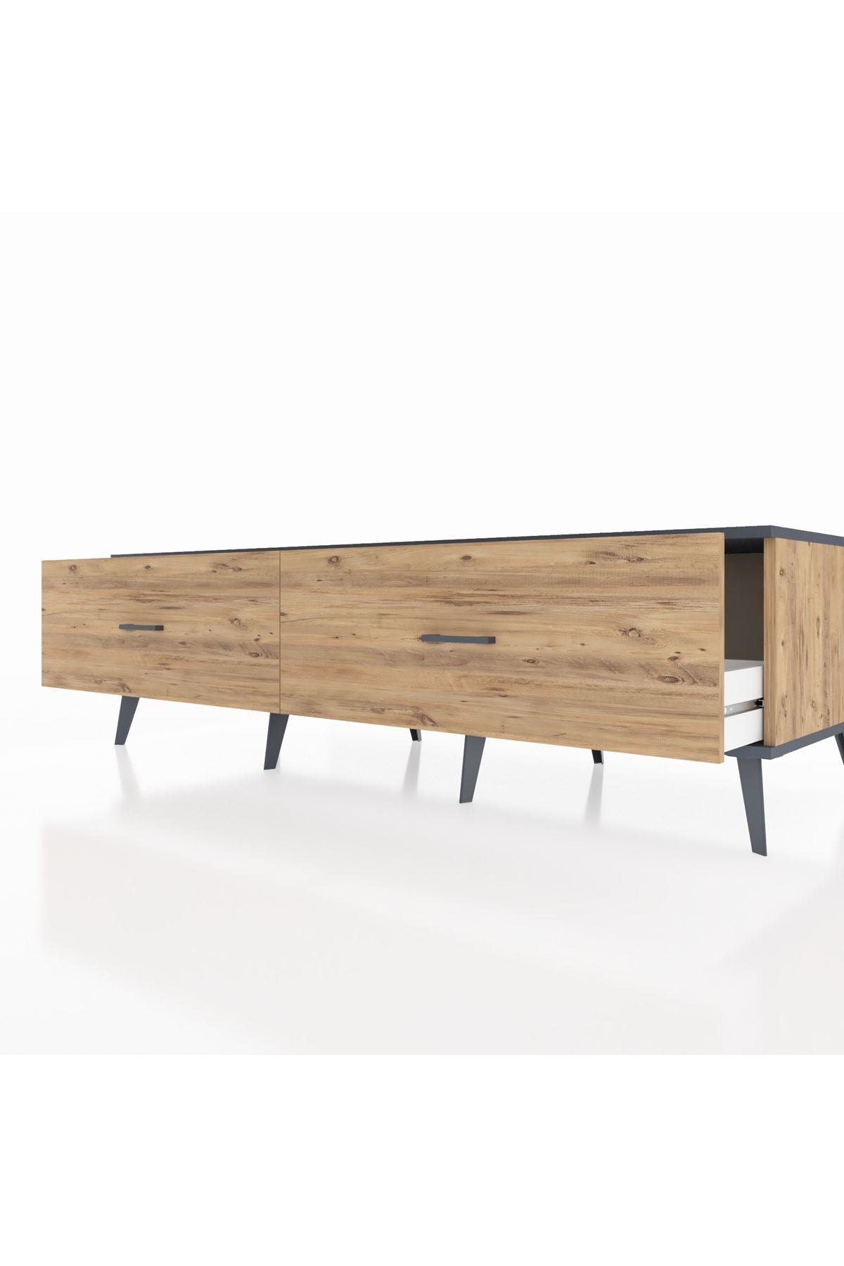 Kronos TV Ünitesi 2 Çekmeceli  176x59x51 Çam-Antrasit/Çam