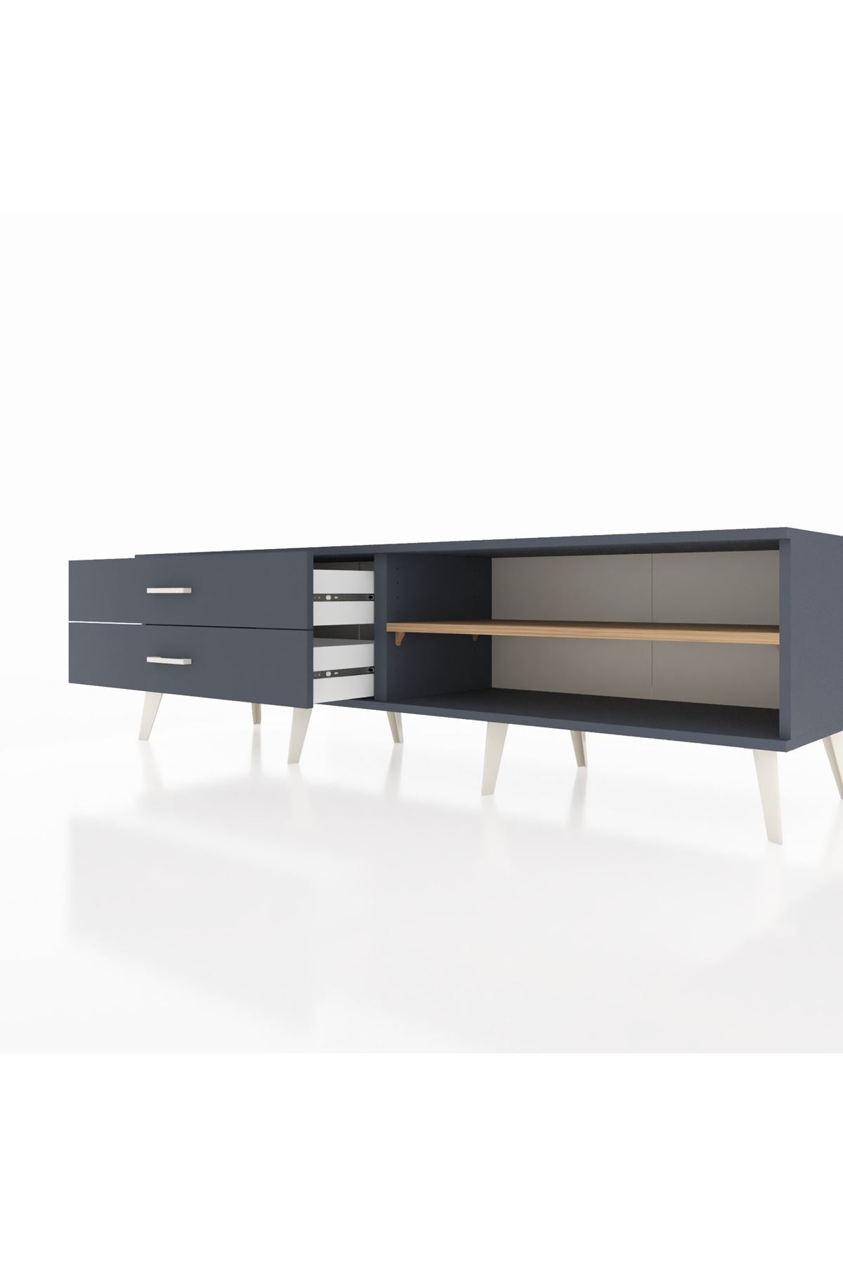 Hyperion TV Ünitesi Tek Raflı 2 Çekmeceli  176x44x51 Antrasit-Çam/Antrasit