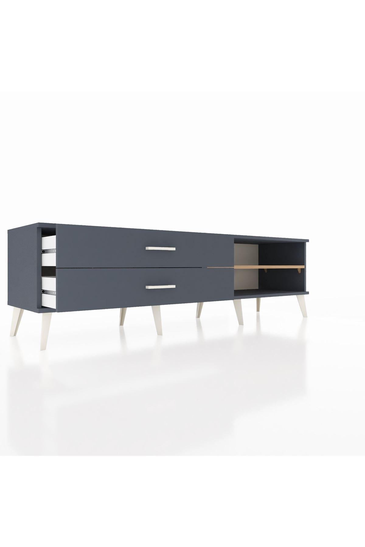 Hyperion TV Ünitesi Tek Raflı 2 Çekmeceli  176x44x51 Antrasit-Çam/Antrasit