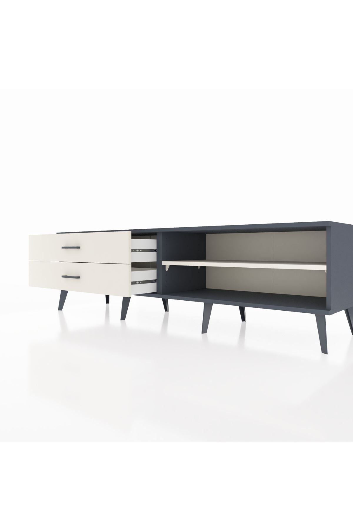 Hyperion TV Ünitesi Tek Raflı 2 Çekmeceli  176x44x51 Antrasit-Aytaşı/Aytaşı