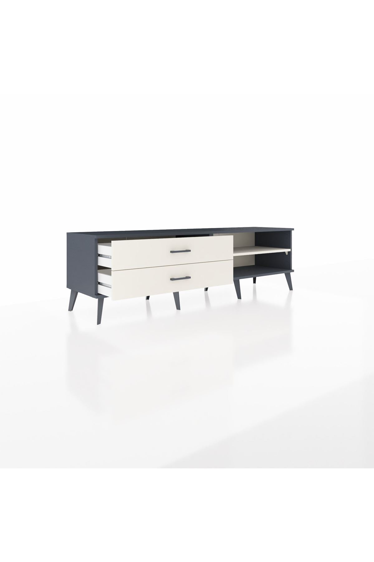 Hyperion TV Ünitesi Tek Raflı 2 Çekmeceli  176x44x51 Antrasit-Aytaşı/Aytaşı