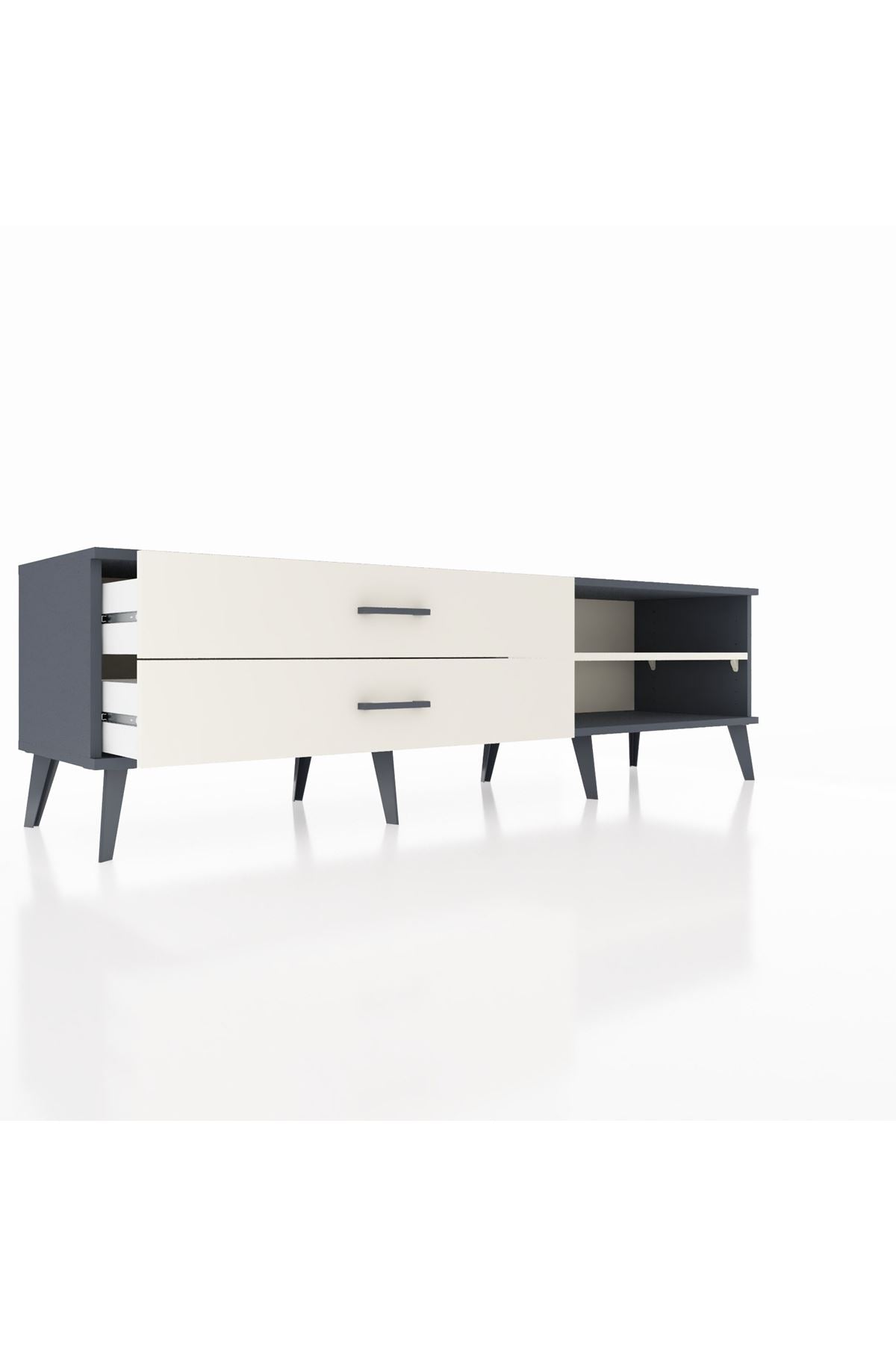 Hyperion TV Ünitesi Tek Raflı 2 Çekmeceli  176x44x51 Antrasit-Aytaşı/Aytaşı