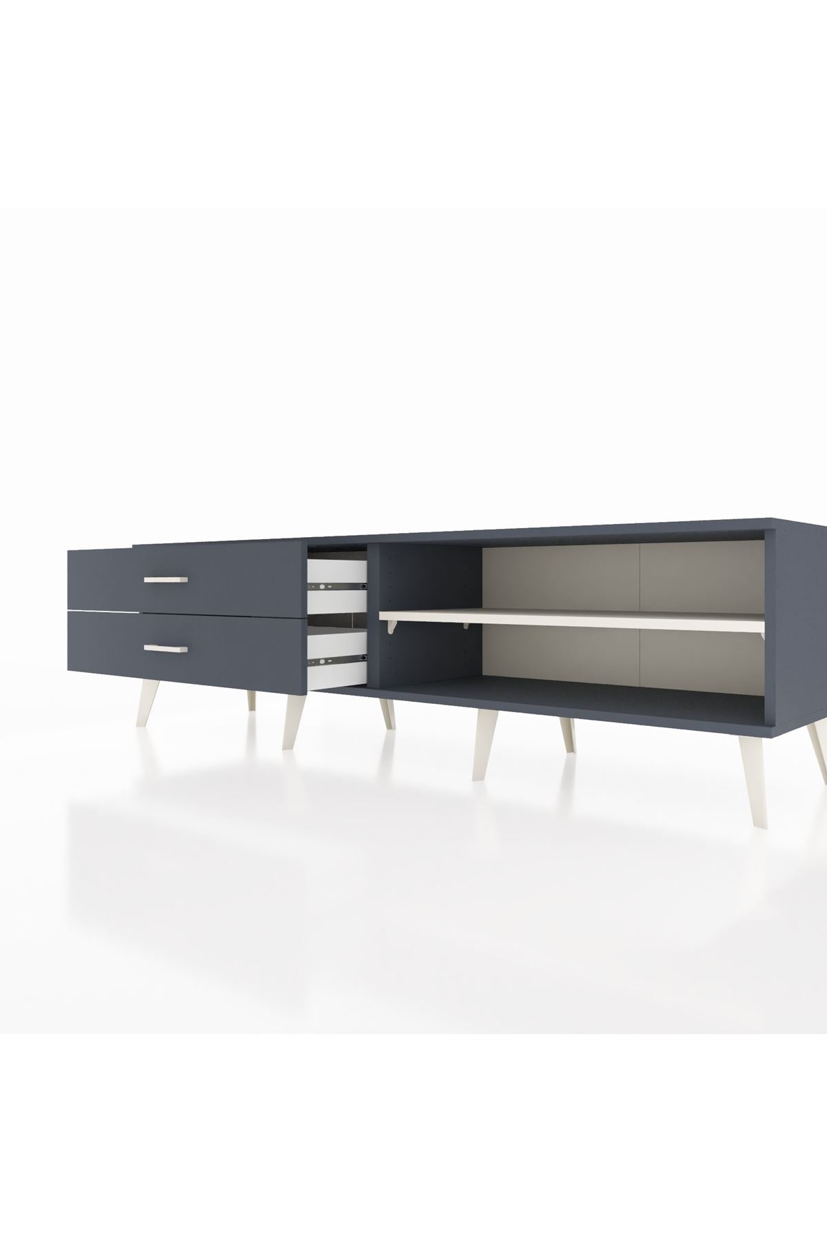 Hyperion TV Ünitesi Tek Raflı 2 Çekmeceli  176x44x51 Antrasit-Aytaşı/Antrasit