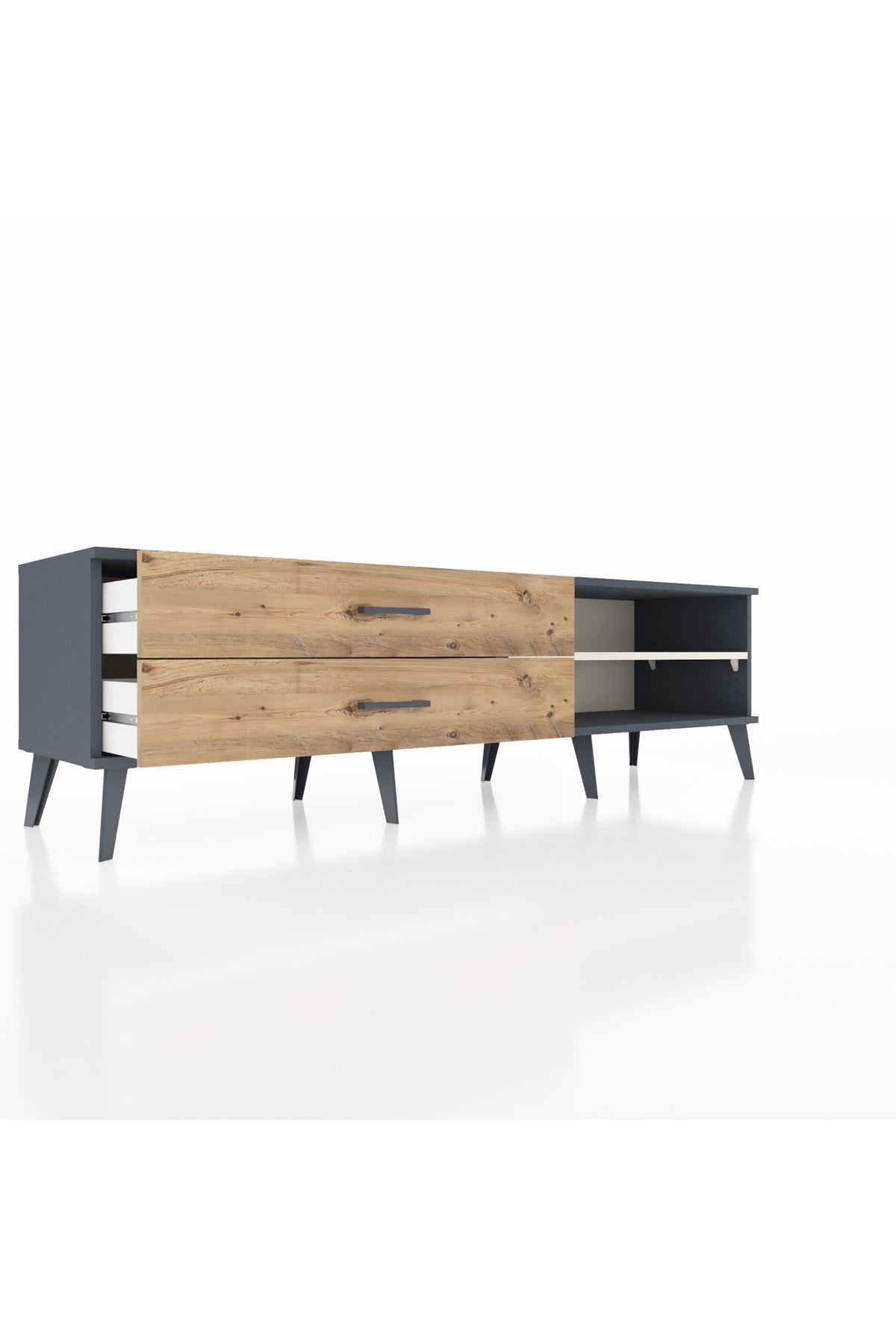 Hyperion TV Ünitesi Tek Raflı 2 Çekmeceli  176x44x51 Antrasit-Aytaşı/Çam