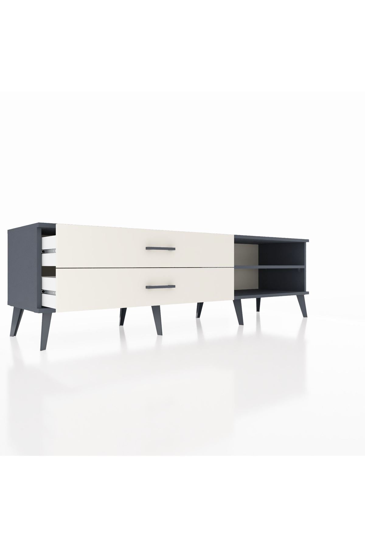 Hyperion TV Ünitesi Tek Raflı 2 Çekmeceli  176x44x51 Antrasit-Antrasit/Aytaşı