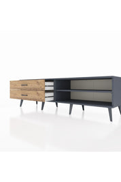 Hyperion TV Ünitesi Tek Raflı 2 Çekmeceli  176x44x51 Antrasit-Antrasit/Çam