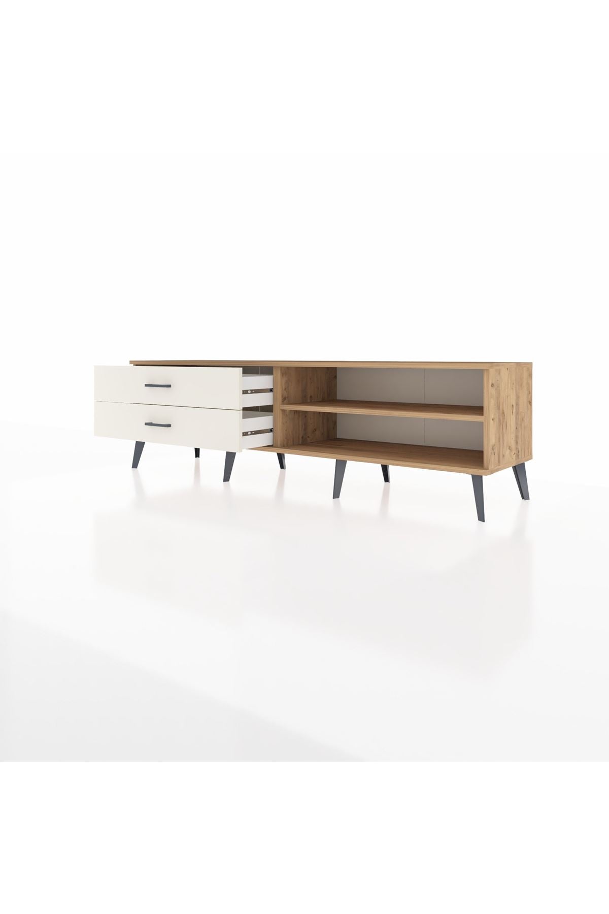 Hyperion TV Ünitesi Tek Raflı 2 Çekmeceli  176x44x51 Çam-Çam/Aytaşı