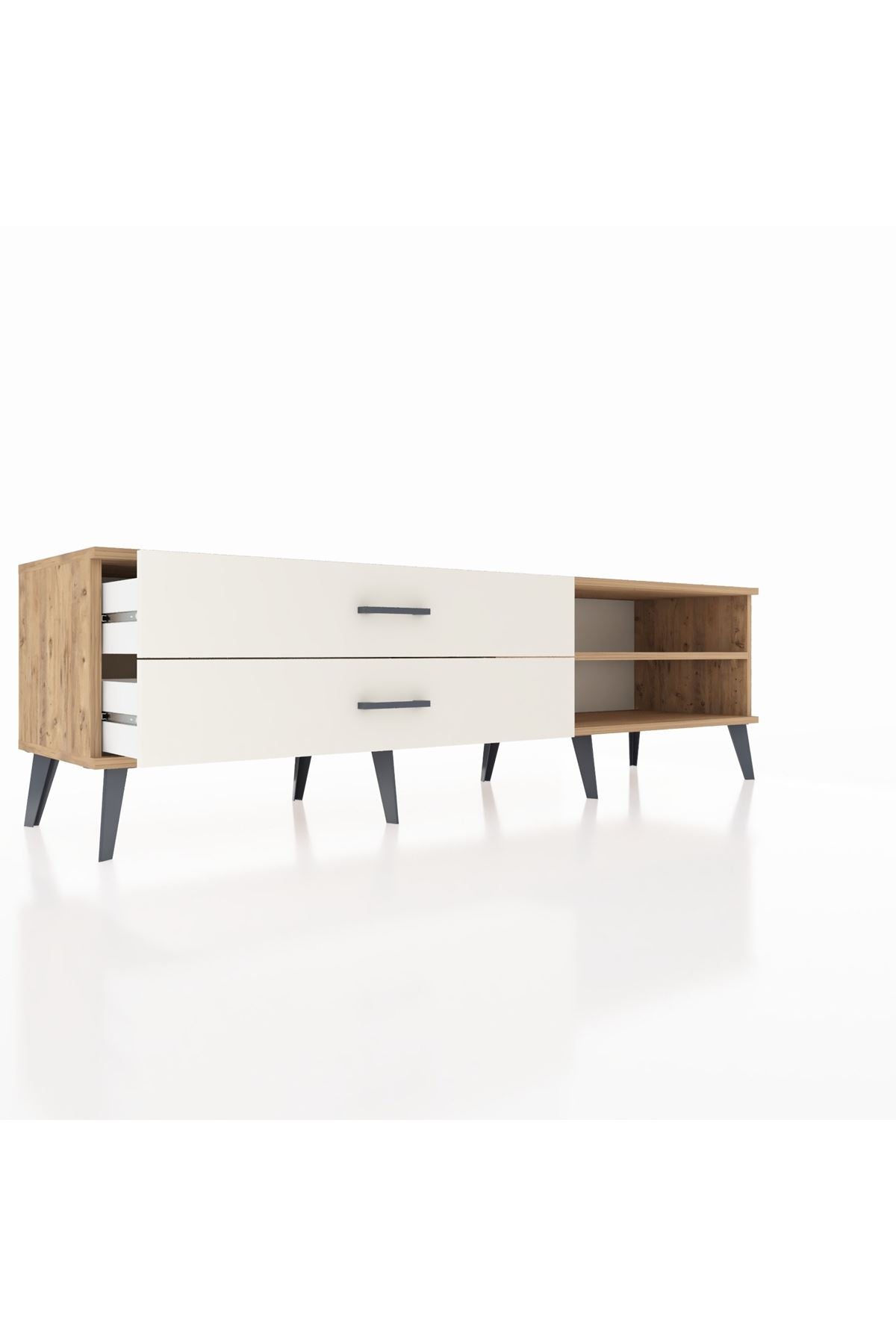 Hyperion TV Ünitesi Tek Raflı 2 Çekmeceli  176x44x51 Çam-Çam/Aytaşı