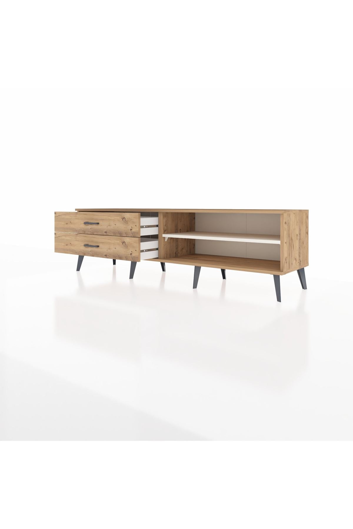 Hyperion TV Ünitesi Tek Raflı 2 Çekmeceli  176x44x51 Çam-Aytaşı/Çam