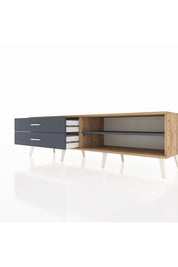 Hyperion TV Ünitesi Tek Raflı 2 Çekmeceli  176x44x51 Çam-Antrasit/Antrasit