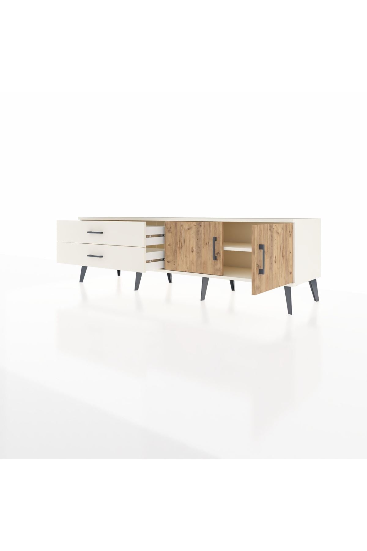 Hyperion TV Ünitesi Tek Raflı 2 Çekmeceli 2 Kapaklı 176x44x51 Aytaşı-Çam/Aytaşı