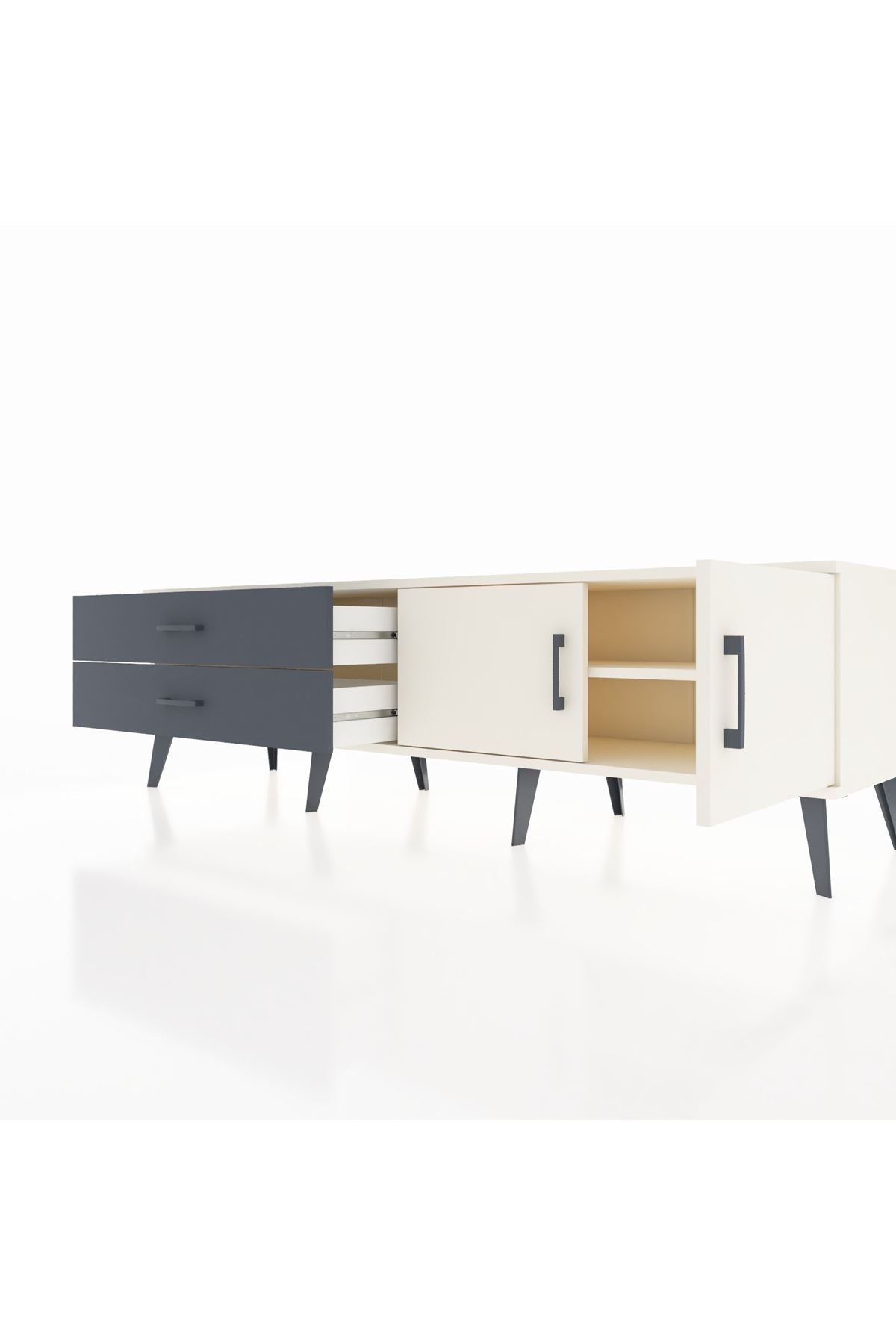 Hyperion TV Ünitesi Tek Raflı 2 Çekmeceli 2 Kapaklı 176x44x51 Aytaşı-Aytaşı/Antrasit