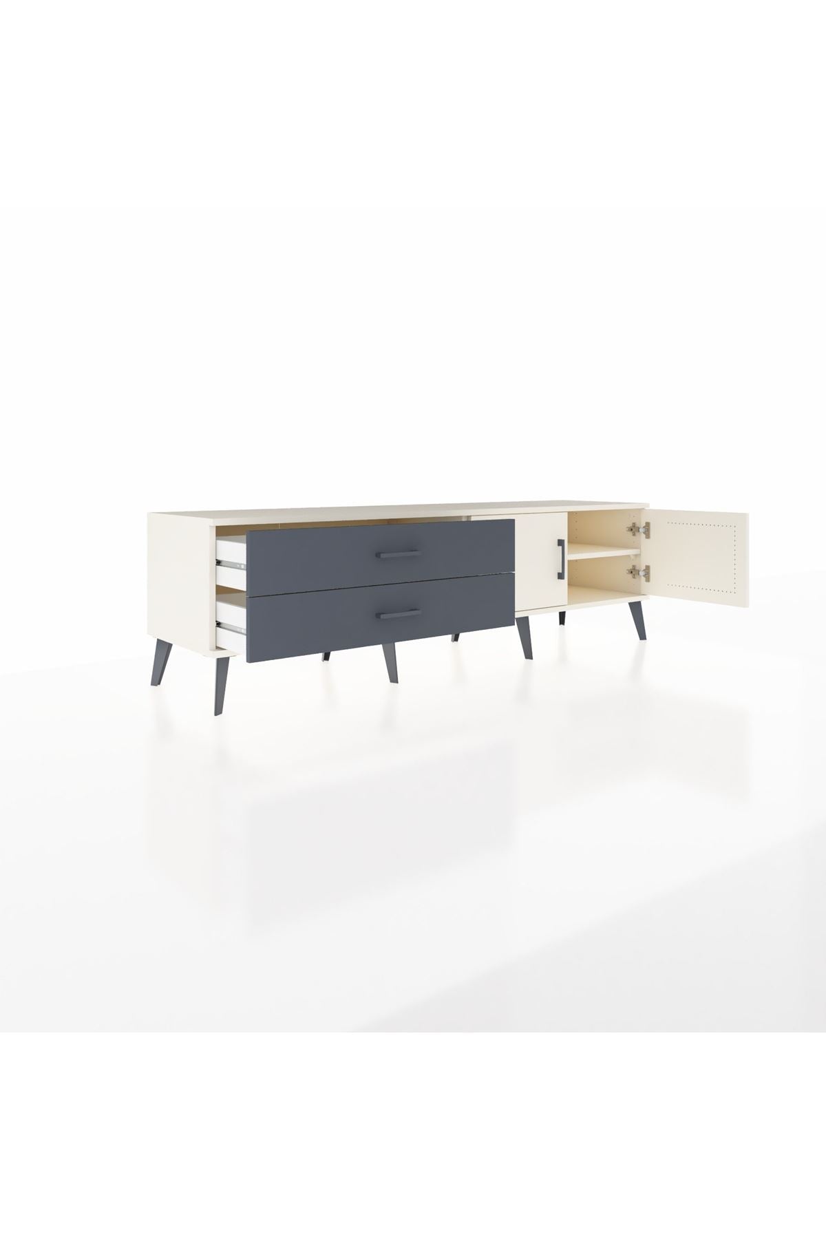 Hyperion TV Ünitesi Tek Raflı 2 Çekmeceli 2 Kapaklı 176x44x51 Aytaşı-Aytaşı/Antrasit