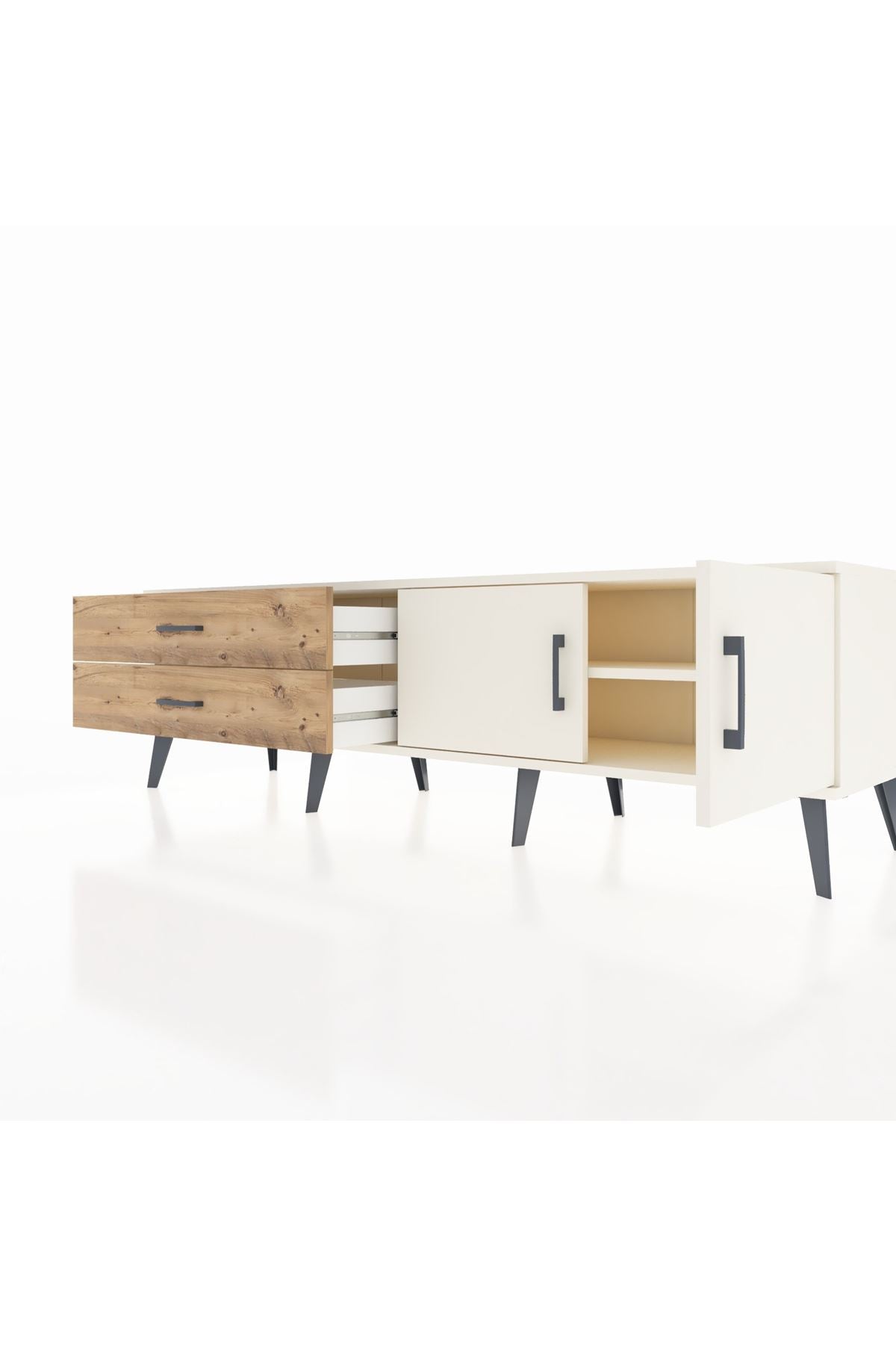 Hyperion TV Ünitesi Tek Raflı 2 Çekmeceli 2 Kapaklı 176x44x51 Aytaşı-Aytaşı/Çam