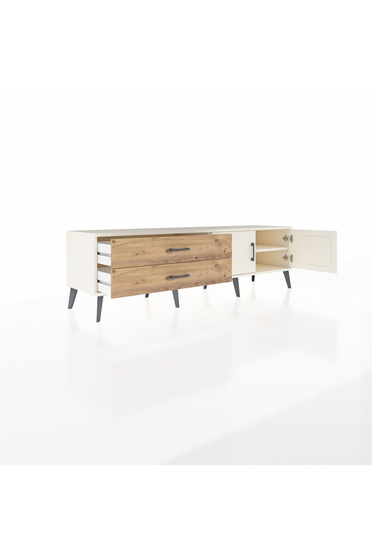 Hyperion TV Ünitesi Tek Raflı 2 Çekmeceli 2 Kapaklı 176x44x51 Aytaşı-Aytaşı/Çam