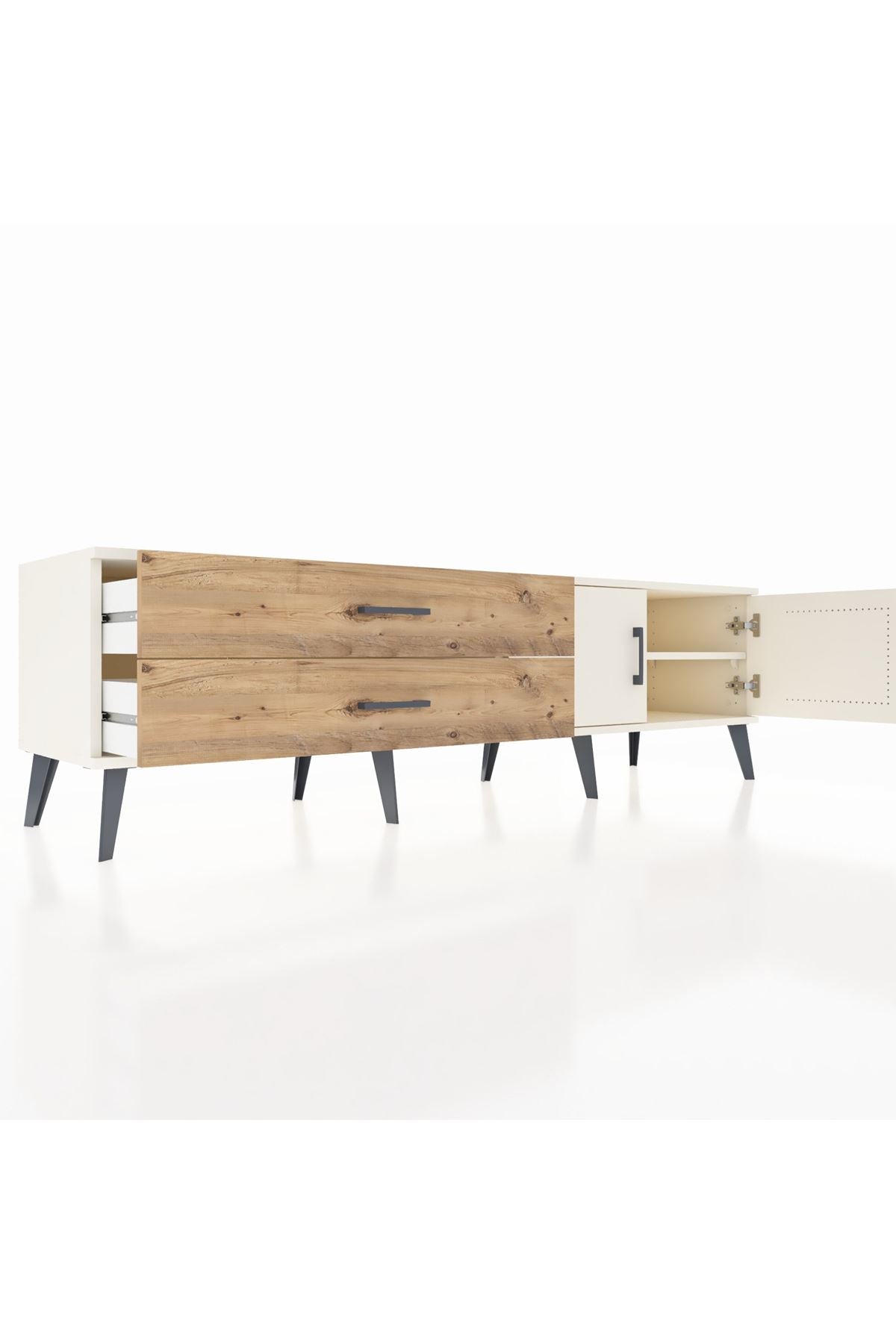 Hyperion TV Ünitesi Tek Raflı 2 Çekmeceli 2 Kapaklı 176x44x51 Aytaşı-Aytaşı/Çam