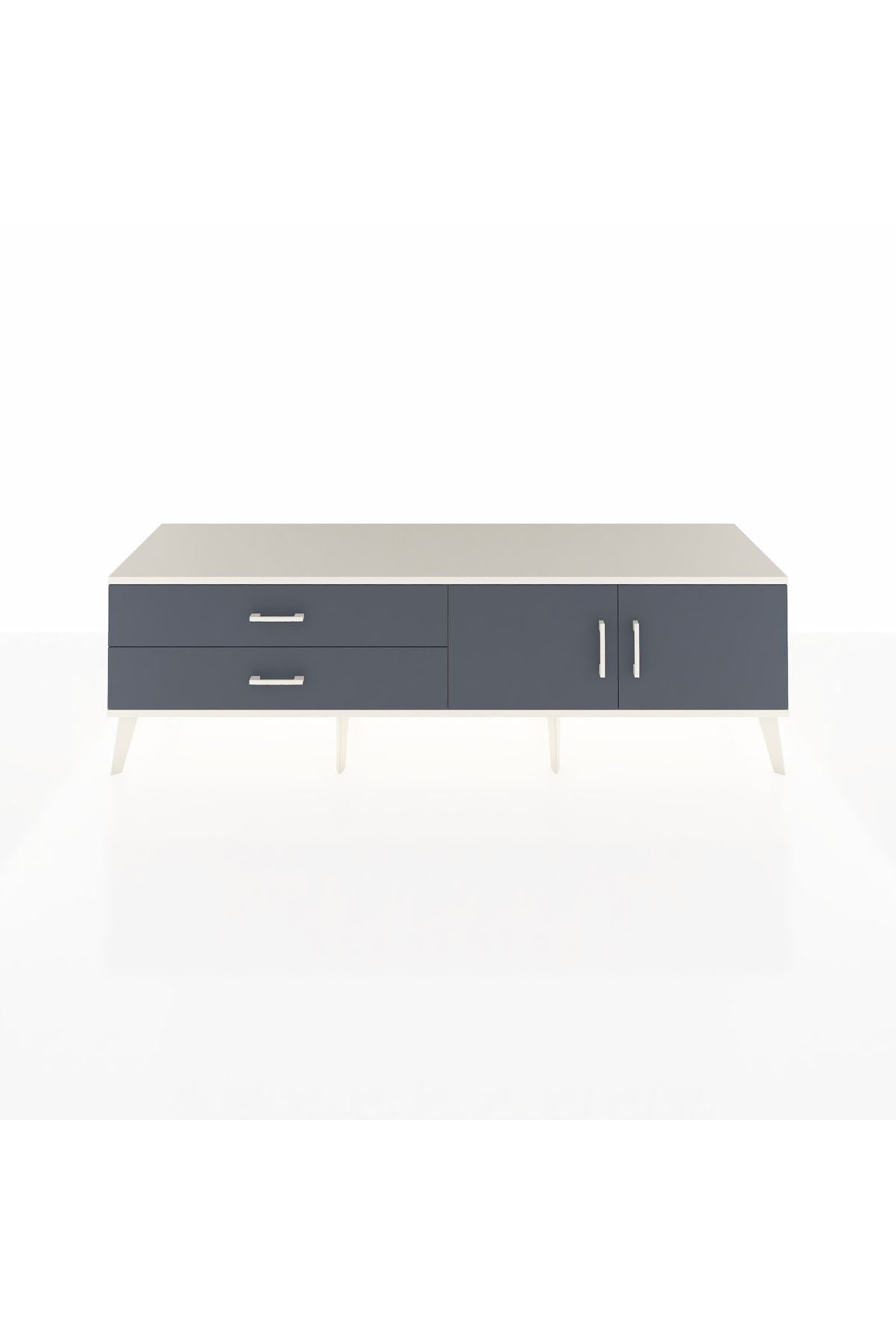 Hyperion TV Ünitesi Tek Raflı 2 Çekmeceli 2 Kapaklı 176x44x51 Aytaşı-Antrasit/Antrasit