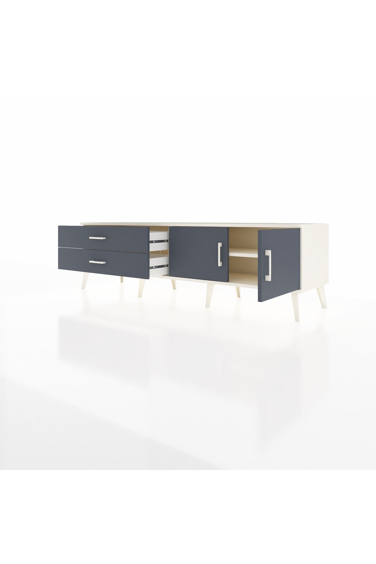 Hyperion TV Ünitesi Tek Raflı 2 Çekmeceli 2 Kapaklı 176x44x51 Aytaşı-Antrasit/Antrasit