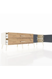 Hyperion TV Ünitesi Tek Raflı 2 Çekmeceli 2 Kapaklı 176x44x51 Aytaşı-Antrasit/Çam