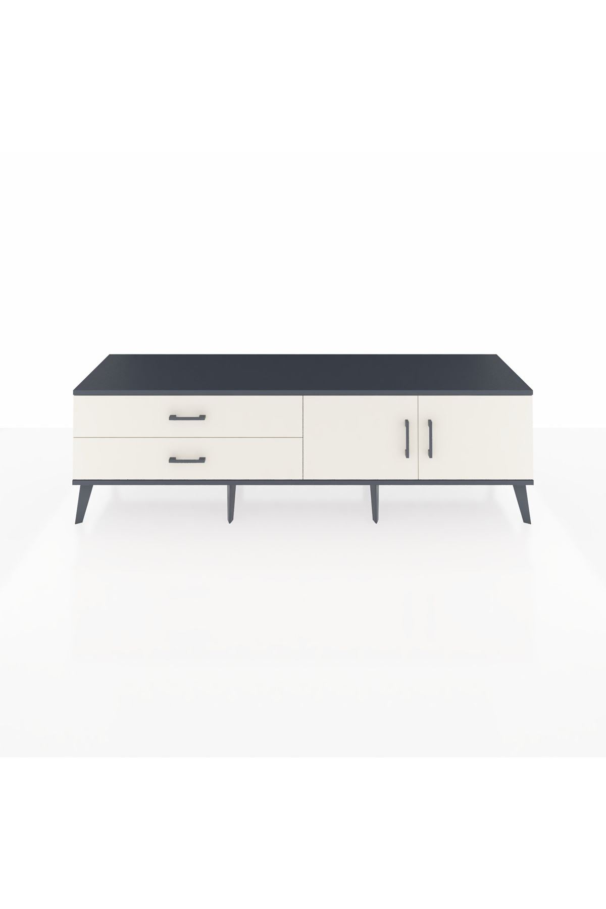 Hyperion TV Ünitesi Tek Raflı 2 Çekmeceli 2 Kapaklı 176x44x51 Antrasit-Aytaşı/Aytaşı