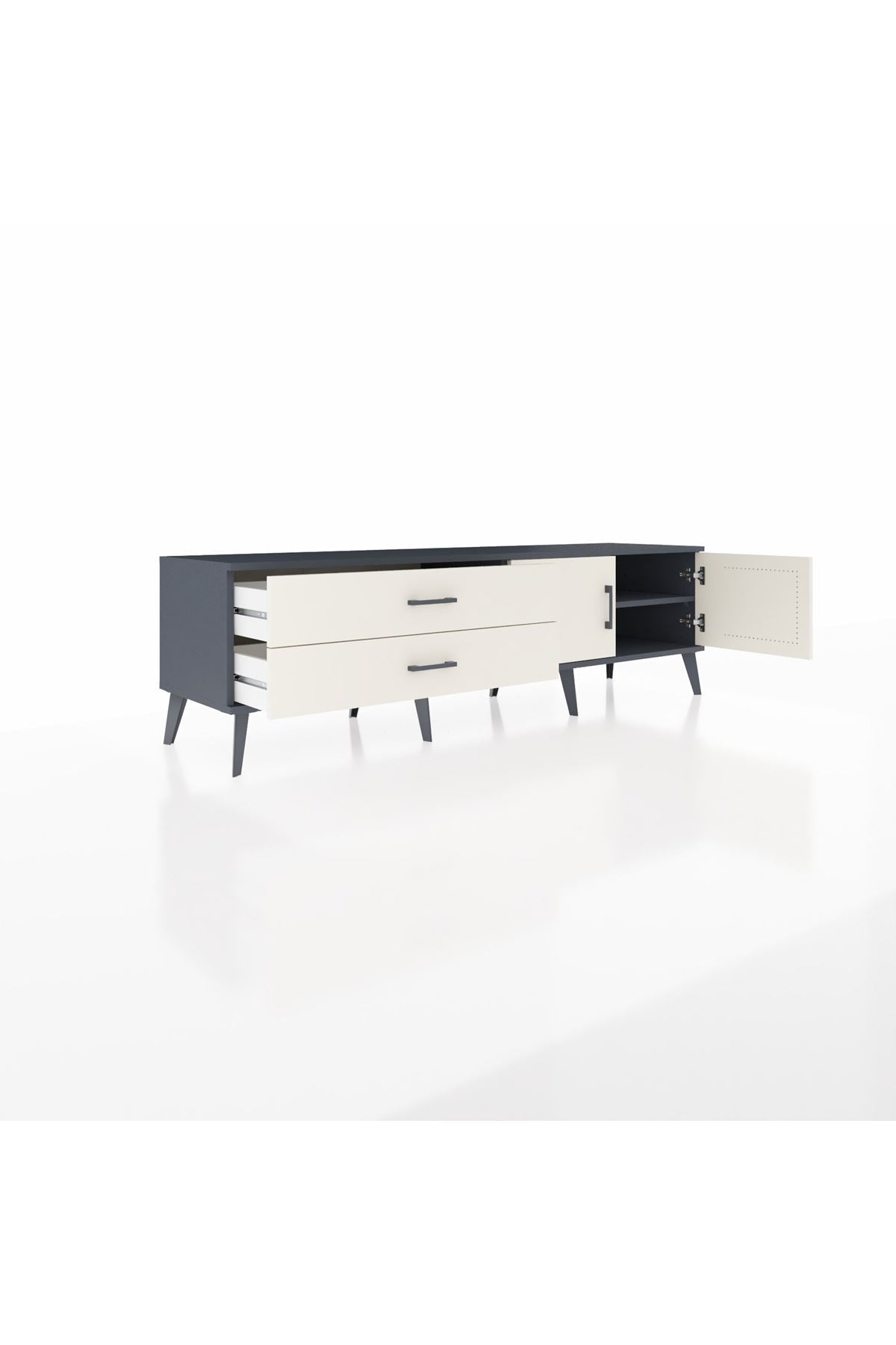 Hyperion TV Ünitesi Tek Raflı 2 Çekmeceli 2 Kapaklı 176x44x51 Antrasit-Aytaşı/Aytaşı