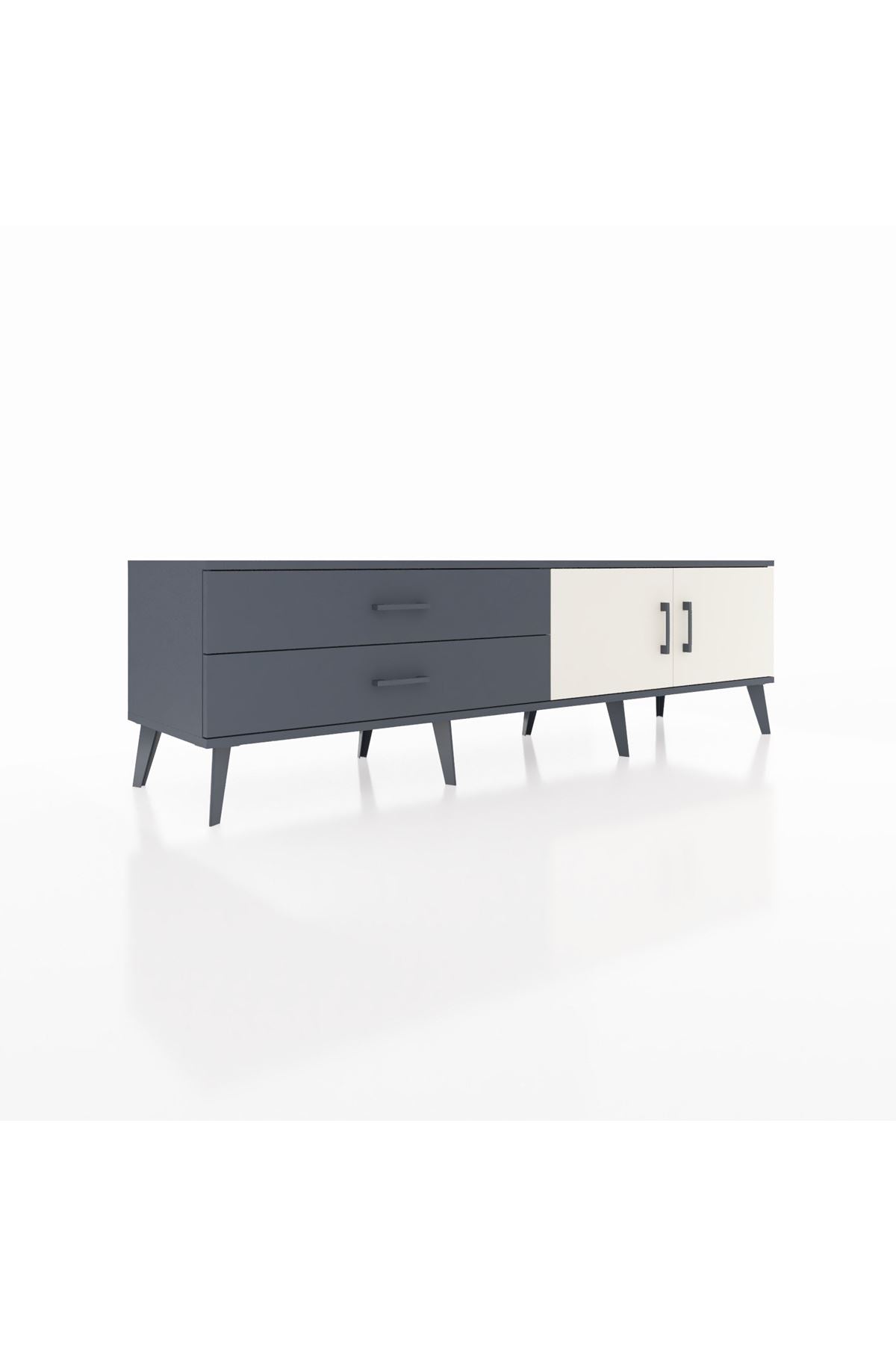 Hyperion TV Ünitesi Tek Raflı 2 Çekmeceli 2 Kapaklı 176x44x51 Antrasit-Aytaşı/Antrasit