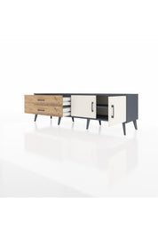 Hyperion TV Ünitesi Tek Raflı 2 Çekmeceli 2 Kapaklı 176x44x51 Antrasit-Aytaşı/Çam