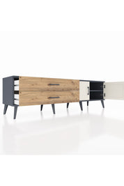 Hyperion TV Ünitesi Tek Raflı 2 Çekmeceli 2 Kapaklı 176x44x51 Antrasit-Aytaşı/Çam