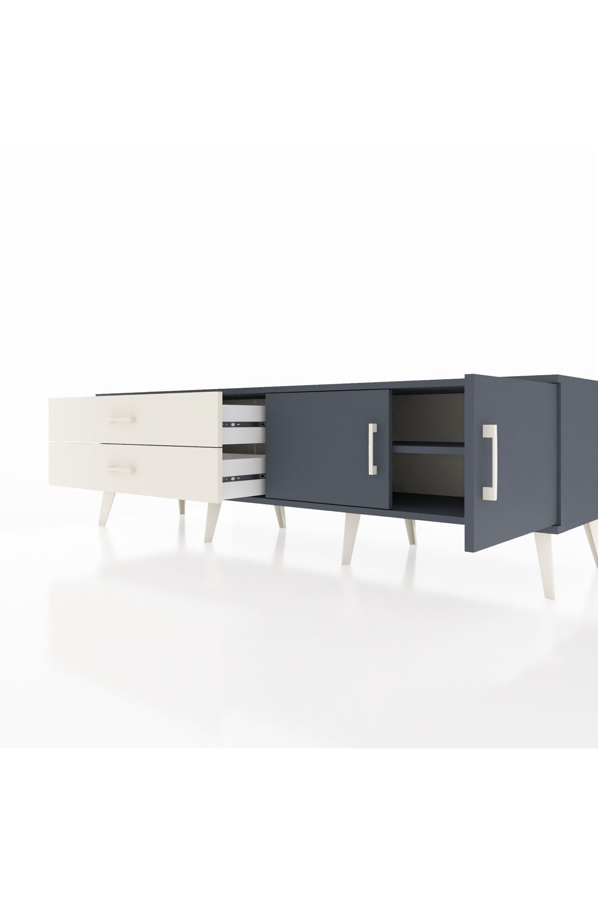 Hyperion TV Ünitesi Tek Raflı 2 Çekmeceli 2 Kapaklı 176x44x51 Antrasit-Antrasit/Aytaşı