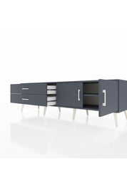 Hyperion TV Ünitesi Tek Raflı 2 Çekmeceli 2 Kapaklı 176x44x51 Antrasit-Antrasit/Antrasit