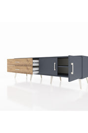 Hyperion TV Ünitesi Tek Raflı 2 Çekmeceli 2 Kapaklı 176x44x51 Antrasit-Antrasit/Çam