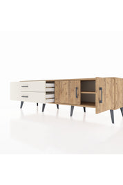 Hyperion TV Ünitesi Tek Raflı 2 Çekmeceli 2 Kapaklı 176x44x51 Çam-Çam/Aytaşı